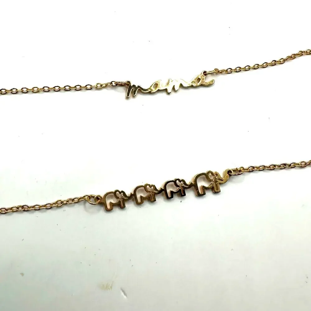 Mama Baby Elephant Set of 2 chain bracelets bundle costume jewelry